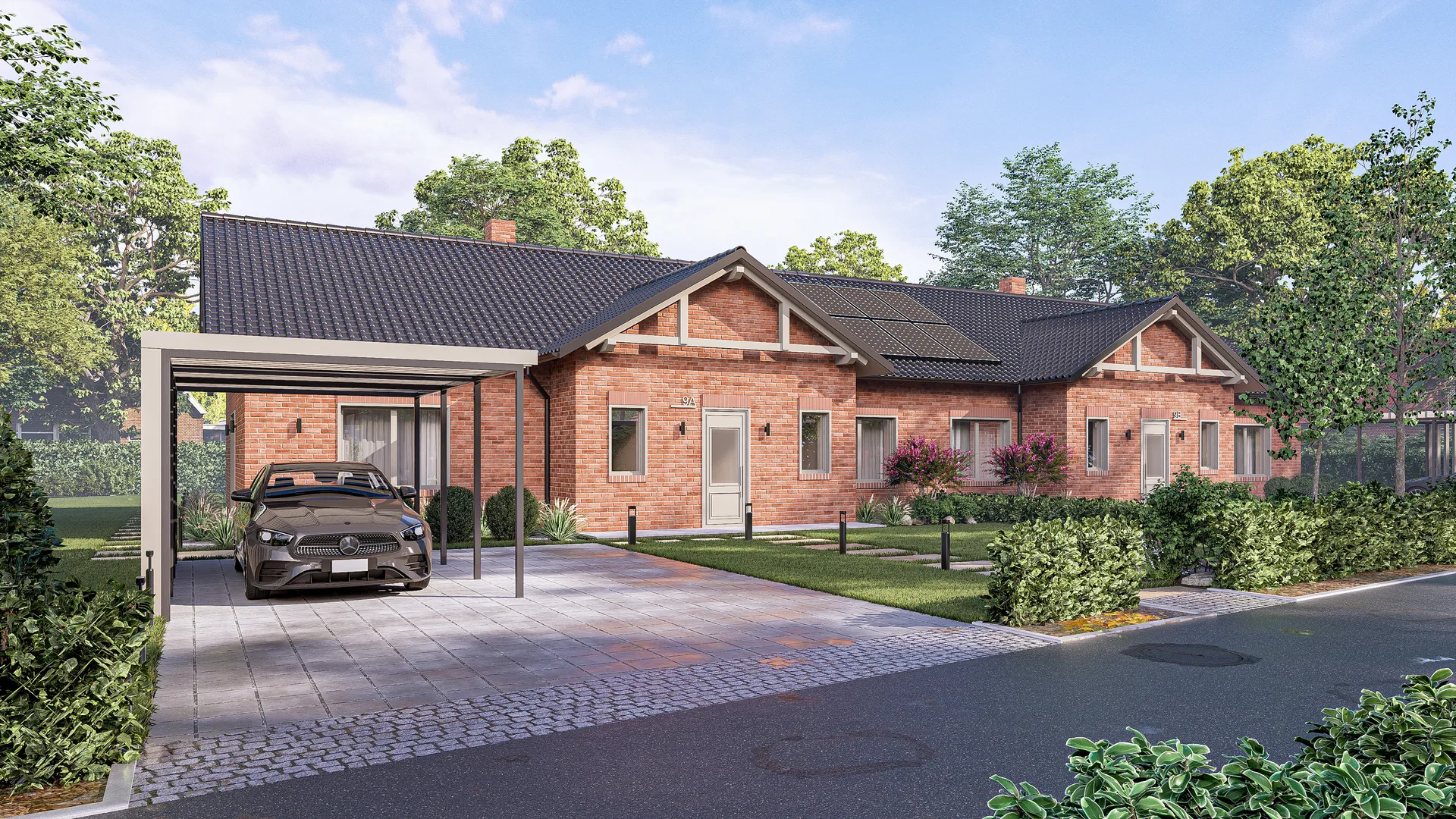 Neubau-Doppelbungalow in Barum mit Klinkerfassade